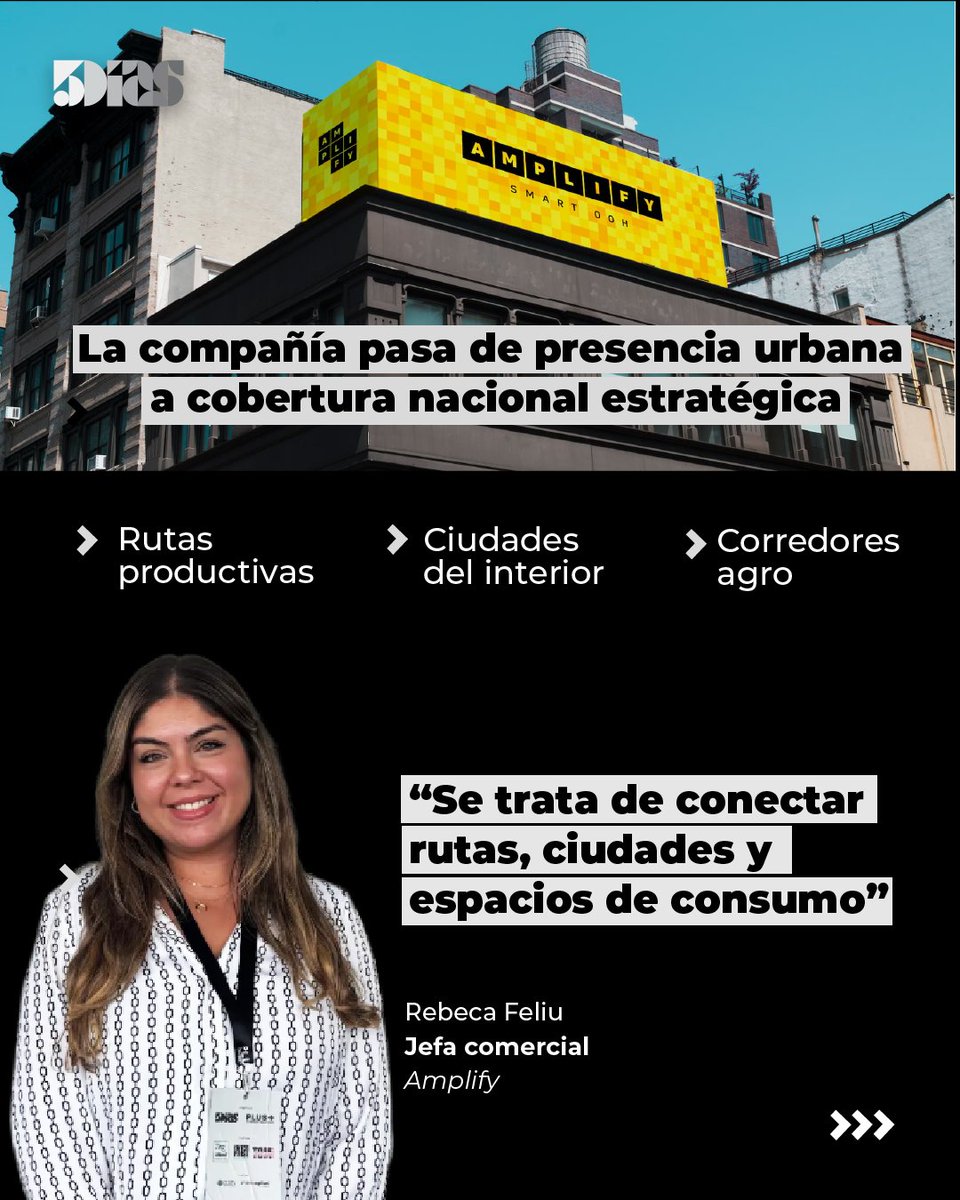 5DiasPy's tweet photo. Amplify adquiere Big Bang y lidera la vía pública 🛣️🚀

En su 18° aniversario, Amplify compró el 100% de Big Bang, sumando más de 250 soportes ruteros y captando el 30% del mercado del interior. La operación impulsa su desembarco en el sector Agro y se complementa con una alianza estratégica con el grupo de medios de Última Hora para integrar pantallas digitales de alto impacto.

🔗 Leé más en:
https://t.co/LqMVPuZNcG 

#Amplify #Texo #Publicidad #Paraguay #5Días