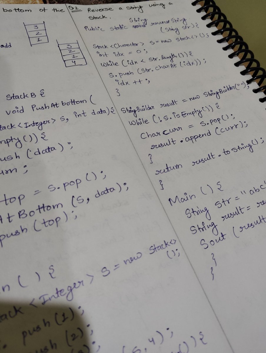 PlacementDiary's tweet photo. Day 16 Log (College Day)

• College &amp; Travel:
  – 7:45 AM to ~7:00 PM

• DSA:
  – Stack: push at bottom
  – Reverse a string

• English:
  – Spoken practice

  – Got stuck in scrolling
  – Less output today

Still logged.

#Day16 #Rebuild #JustProgress #LearningInPublic https://t.co/ESN937FooB