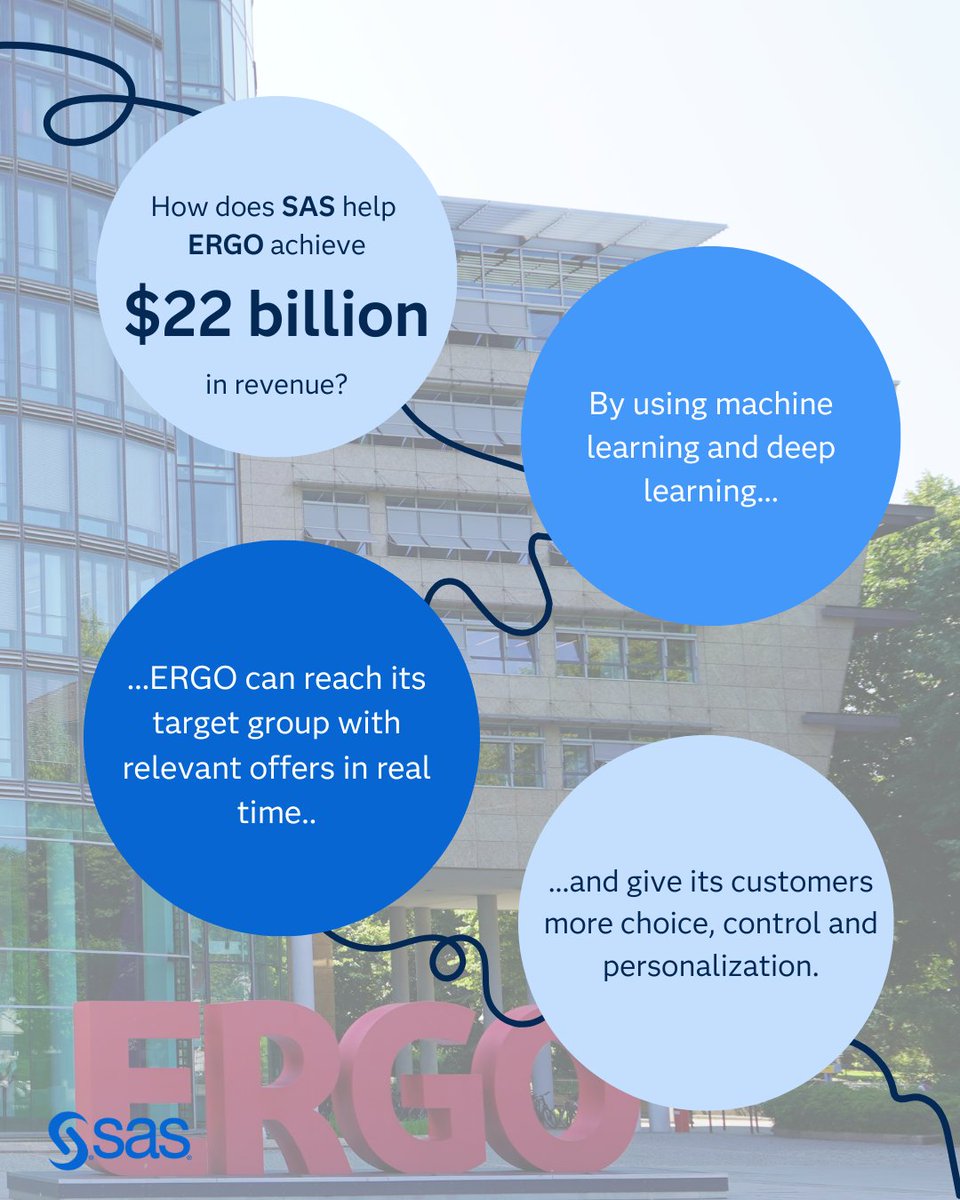 SASsoftware's tweet image. Facing growing risk complexity, ERGO is turning to analytics to gain deeper insights, support smarter decisions and drive more resilient insurance operations. See how: 2.sas.com/6018hrdcq

#TechMeetsInsurance #SAS