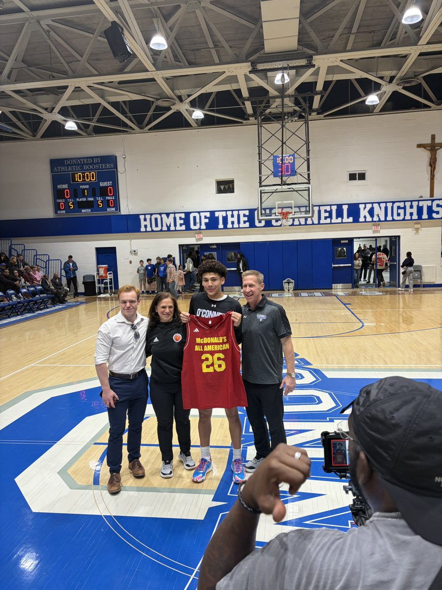 OConnellBBall's tweet photo. Congratulations to Darius Bivins for being named a 2026 McDonald’s All American! At his senior night against DeMatha last week he was given his jersey to celebrate his accomplishments! 🍟🍔🏀⭐️ https://t.co/vrpxuKkUfo