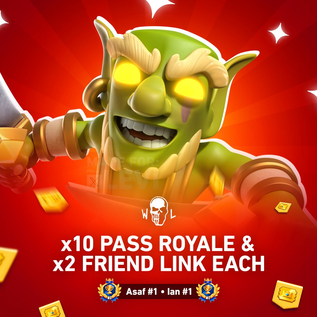 🎁 GIVEAWAY 🎁

🏆 ×10 Pass Royale
🏆 ×2 Friend Link 

To Enter :

• Retweet ♻️ 
• Follow <a href="/FFlevi_/">Levi</a> 
• Follow <a href="/ohhstuss/">STUSS</a> 
• Follow <a href="/Ian77cr1/">Ian77</a> 
• Follow <a href="/AsafJfl/">Asaf</a> 
• Follow <a href="/heeycr/">Heey</a> 
• Follow <a href="/broadsinlondon/">WL✨ Panda</a> 
• Tag A Friend 👤

Good Luck , Winners In 7 Days ⏰️ #ClashRoyale