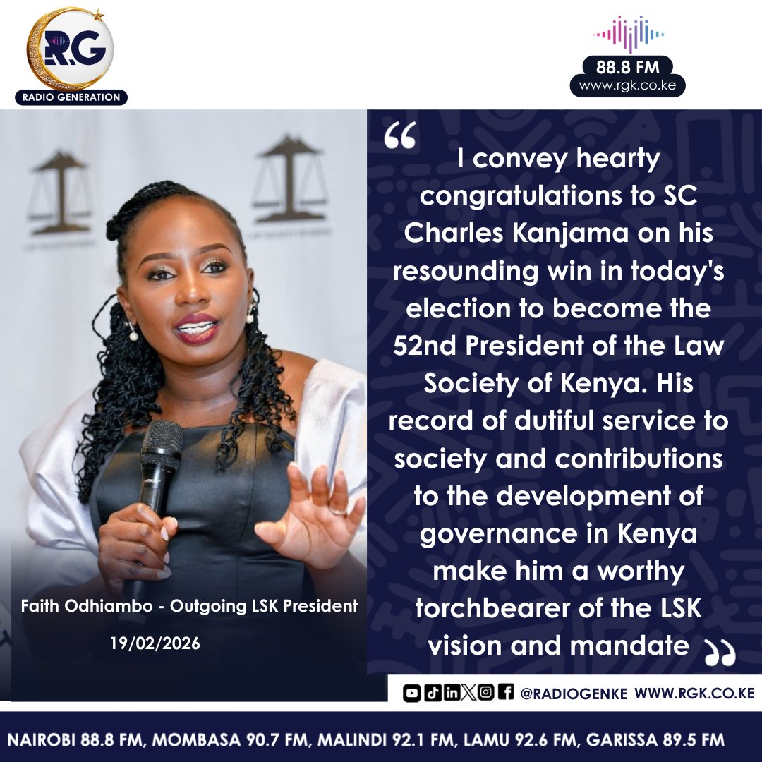 Outgoing LSK President Faith Odhiambo congratulates her successor, Charles Kanjama, after winning the seat with 3,728 votes #HomeOfHardTruths