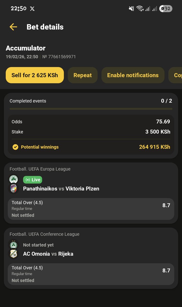 2 Games 

Afropari tinyurl.com/3z9hyzs5

75 Odds.