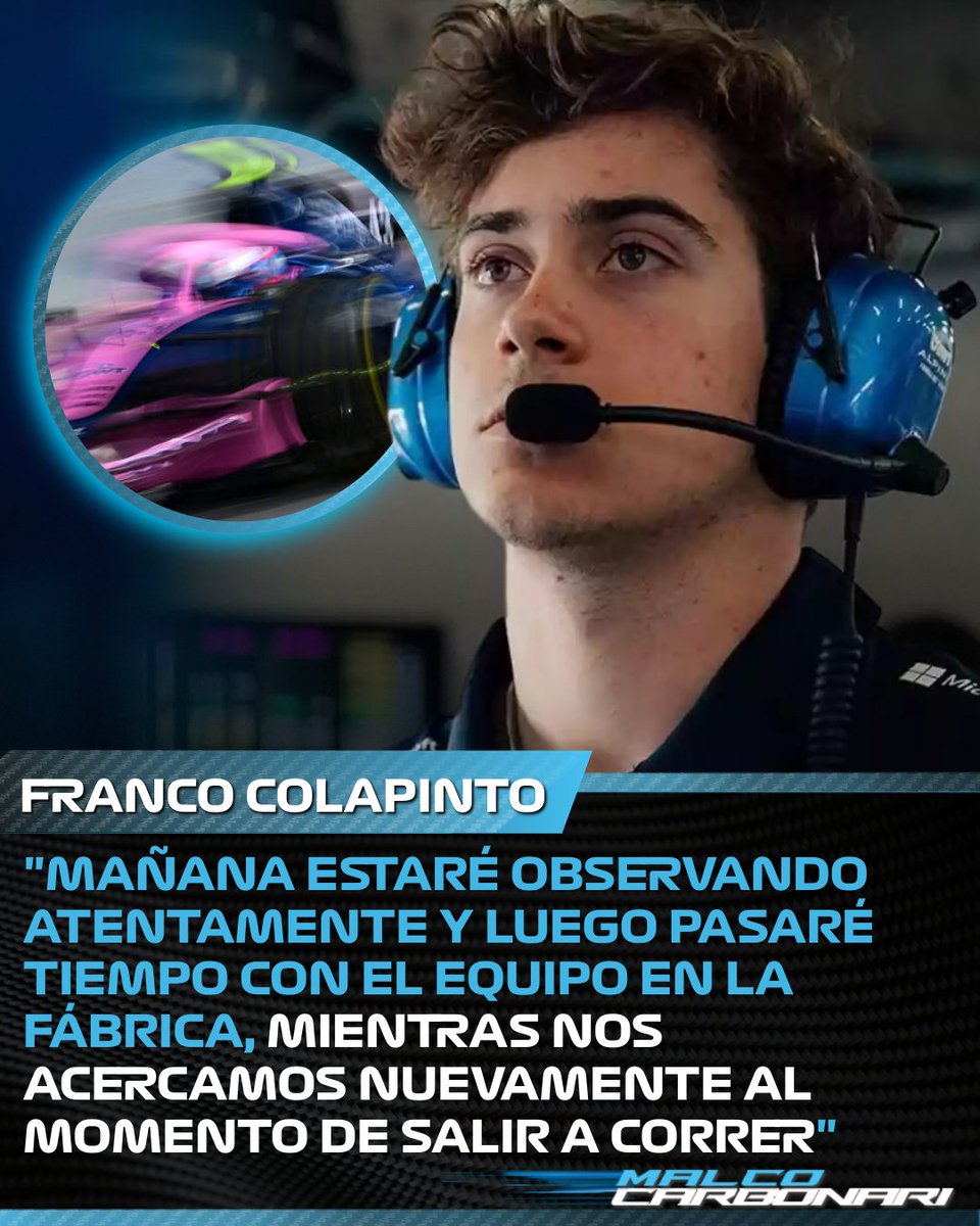 McarbonariF1's tweet photo. #FrancolapintoenF1 "EL EQUIPO HIZO UN GRAN TRABAJO"

Franco Colapinto contó sus sensaciones luego de haber terminado sus primeros tests de Baréin. El piloto argentino completo el equivalente en distancia a más de seis grandes premios a lo largo de los seis días de pretemporada. https://t.co/d8ghA9y7bs