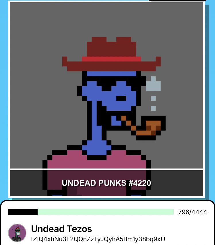 UndeadTezos's tweet photo. Almost 20% minted! ☠️ https://t.co/SZI5IXR4za