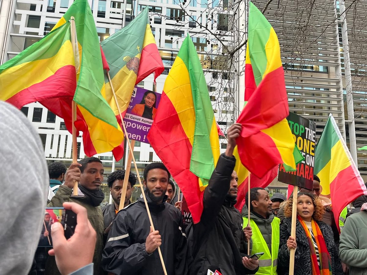 qana_meror's tweet image. Amhara demonstration in London against the ethno-fascist PP government of Ethiopia.
#AmharaVoices #StandForJustice #StopAmharaGenocide