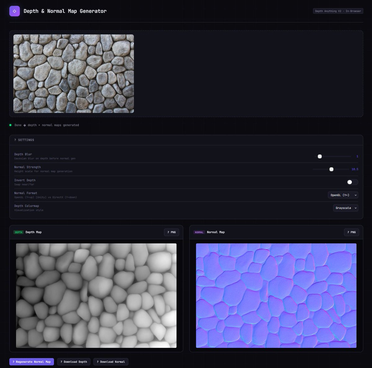 Added tool "Depth & Normal Map Generator" But didn't work so well with ...