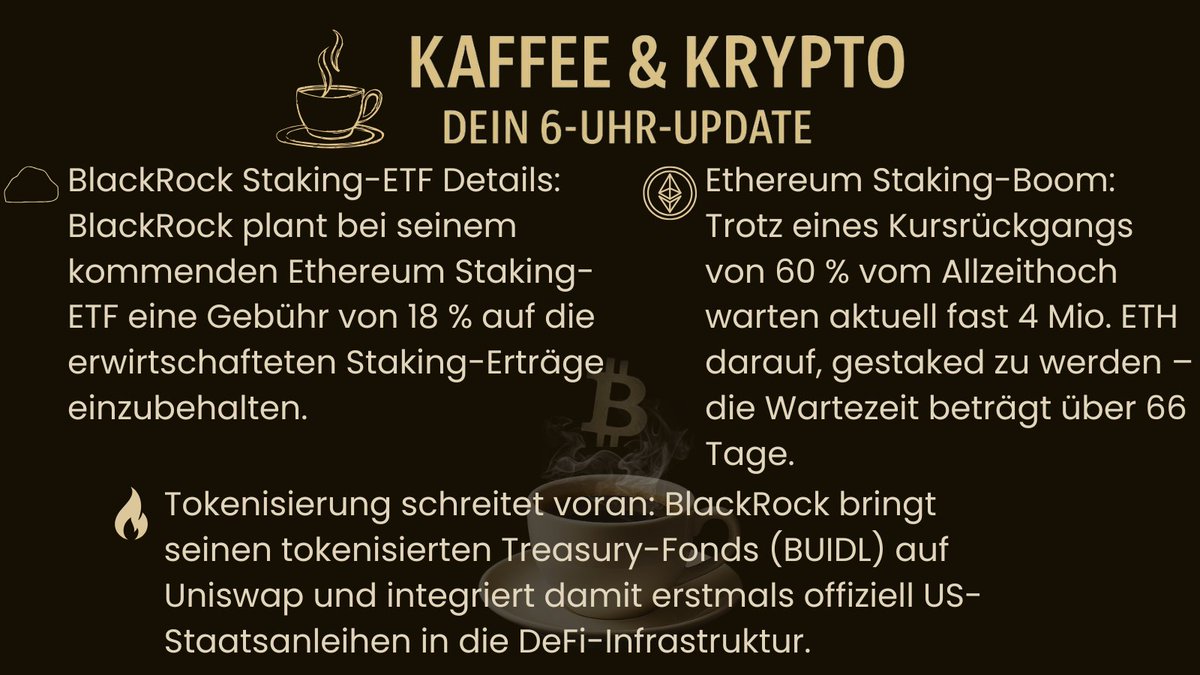 NovaCityCrypto's tweet photo. ☕ #KaffeeUndKrypto
🟠 #Bitcoin #BTC
🟣 #Ethereum #ETH #Staking
🏦 #BlackRock #ETF #StakingETF
🔥 #Tokenisierung #RWA #BUIDL
🔗 #DeFi #Uniswap #OnChain
📊 #KryptoNews #Institutionelle #Kapitalmärkte https://t.co/l4Uma8Ru2u