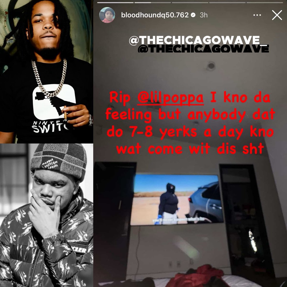 TheChicagoWave's tweet photo. #BloodhoundQ50 reacts to #LilPoppa and says people who take a certain amount of pills know the risks 🗣️💊 https://t.co/hPHXlHazlO