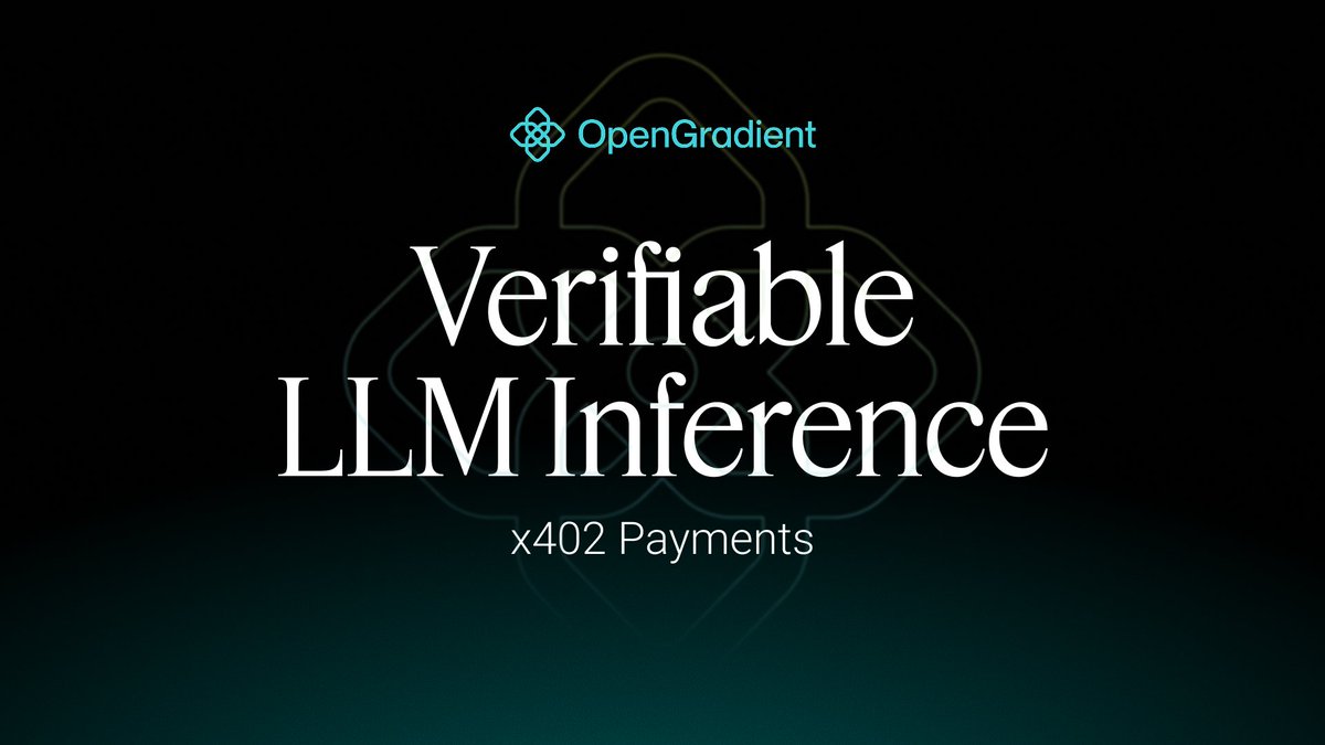 Verifiable LLM Inference + x402 payments are now live on OpenGradient.

This upgrade introduces a new execution model for AI systems:

• Inference secured by TEE-attested infrastructure
• Cryptographic proofs of correctness
• Native pay-per-request economic flows
•