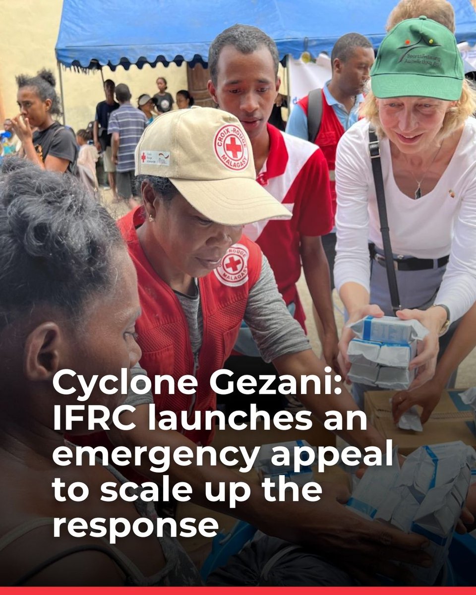 ifrc's tweet photo. In less than two weeks, Madagascar has been hit by two tropical cyclones.

To meet the scale of the needs, the @IFRC has launched a CHF 7.5 million Emergency Appeal for the ongoing cyclone season aiming to assist 45,000 people with life-saving aid, shelter, and recovery support. https://t.co/Xdu6VVKcUI
