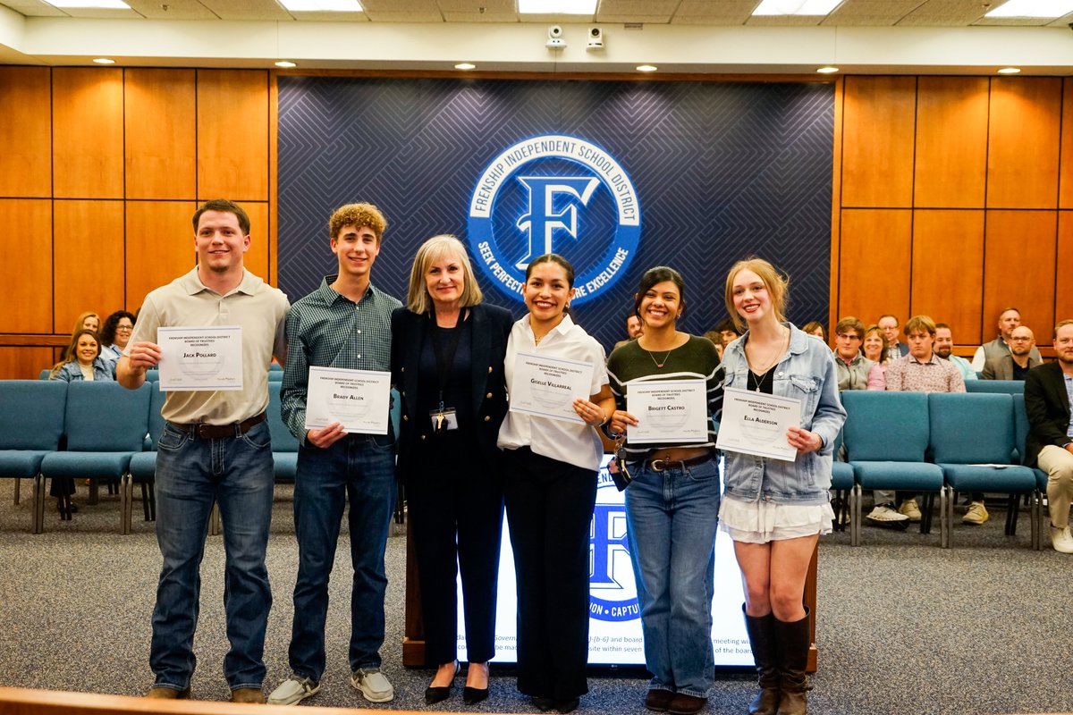 FrenshipISD's tweet photo. We recognized several Frenship students at the February School Board Meeting!
Students recognized were:
-FHS Band and Choir, and MHS Choir, recognized for qualifying for TX All-State Music Ensemble and All-State Choir.
-FHS seniors on the Superintendent’s Student Advisory Board. https://t.co/IW3jgG4sAN
