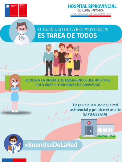 🏥Ante problemas de salud que no impliquen riesgo vital, prefiera acudir al CESFAM, SAR o SAPU más cercano a su domicilio.