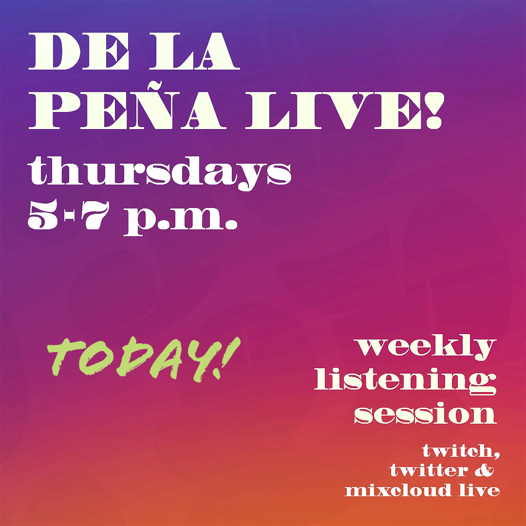 jessedelapena's tweet photo. “De La Pena Live!” (5-7pm CST)
A musical journey today and every Thursday. Deeper sounds, eclectic grooves and more.
Not a mix show, a “Listening Session” hosted by Jesse De La Pena
https://t.co/y7hJqVlW8W
https://t.co/QpBK6yoo5D
#DeLaPenaLive! #JDLP #ChicagoDj https://t.co/NJEnrSiowh