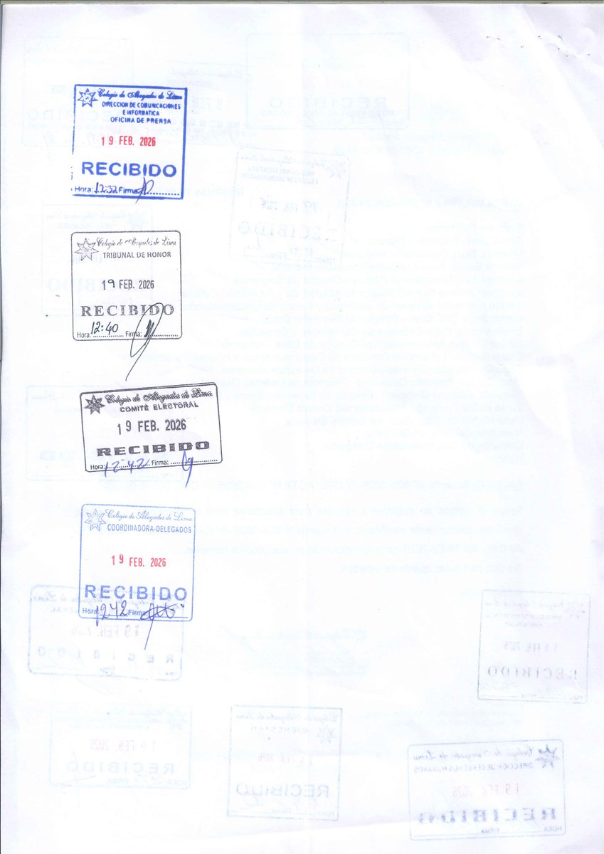 CALPERUOFICIAL's tweet photo. 📄 #CALinforma | COMUNICACIÓN OFICIAL DE LA JUNTA DE VIGILANCIA DEL CAL
La Junta de Vigilancia del Colegio de Abogados de Lima ha remitido la Carta Múltiple N.° 003-2026-JV-CAL, mediante la cual pone en conocimiento de los órganos correspondientes diversas consideraciones vinculadas al desarrollo del proceso electoral 2026, este último domingo 15 de febrero.
Adjuntamos el documento a continuación: https://t.co/a0sRKjCppV