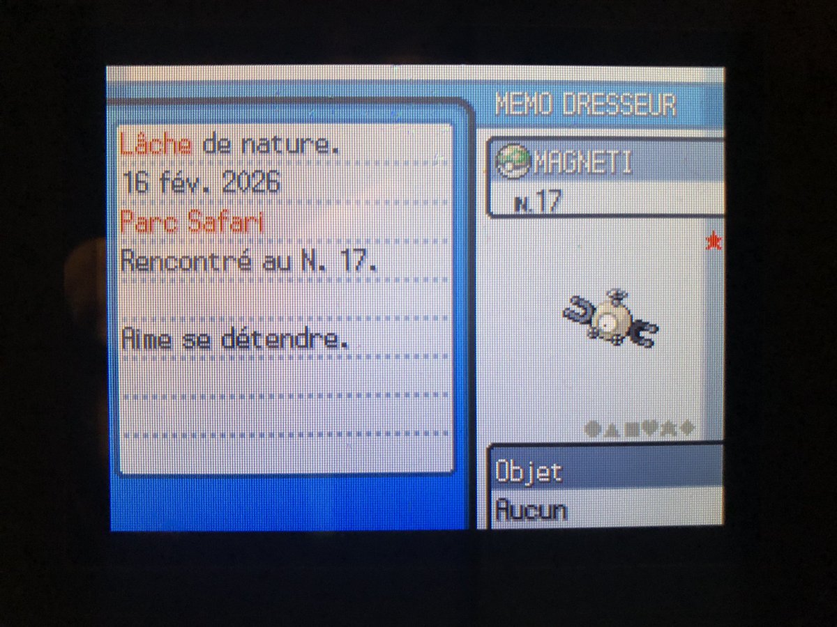 Actuellement en IRL chez <a href="/Barpix74/">Barpix</a> avec <a href="/EffysAegis/">EffysAegis</a> <a href="/Baiitho/">Baitho</a> chez qui le 3e Shiny sera le mien !

✨Magnéti Shiny sur la P5 de Kangourex au Safari qui est rentré sans problème après 6132 rencontres !

Enchaînement sur la phase 6 dans l’espoir de voir un jour un Kangourex 🫡