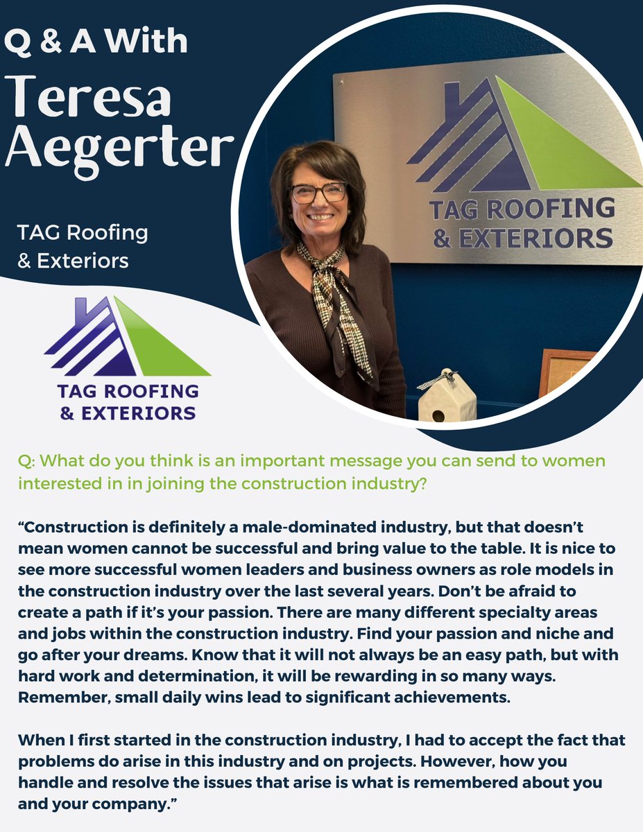 FlowContractor1's tweet photo. 𝗛𝗮𝗽𝗽𝘆 𝗪𝗼𝗺𝗲𝗻 𝗜𝗻 𝗖𝗼𝗻𝘀𝘁𝗿𝘂𝗰𝘁𝗶𝗼𝗻 𝗪𝗲𝗲𝗸!

We’re proud to spotlight Teresa Aegerter of @TagRoofingTX &amp; her perspective on navigating and leading in the industry.

Strong leaders build more than projects — they build trust, teams, &amp; lasting impact. https://t.co/G1dtkI2Fyo