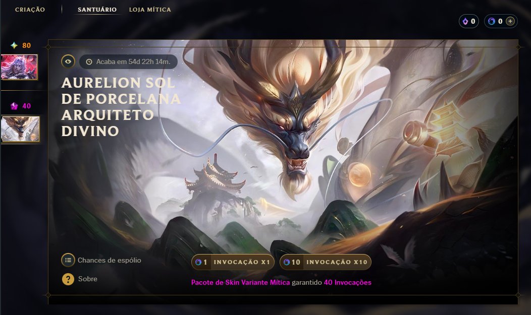 HeyShuggie's tweet image. 👀 | NOVIDADES DO PATCH 26.04 NO LIVE

⇒ Já estão disponíveis no LIVE por tempo limitado:

   ▸ Skins Pétalas da Primavera do Yasuo, Camille, Jayce, Katarina e Lillia
   ▸ Pacotes Skin + Moldura
   ▸ Ícones + Moldura separados (apenas no servidor BR)
   ▸ Aurelion Sol de