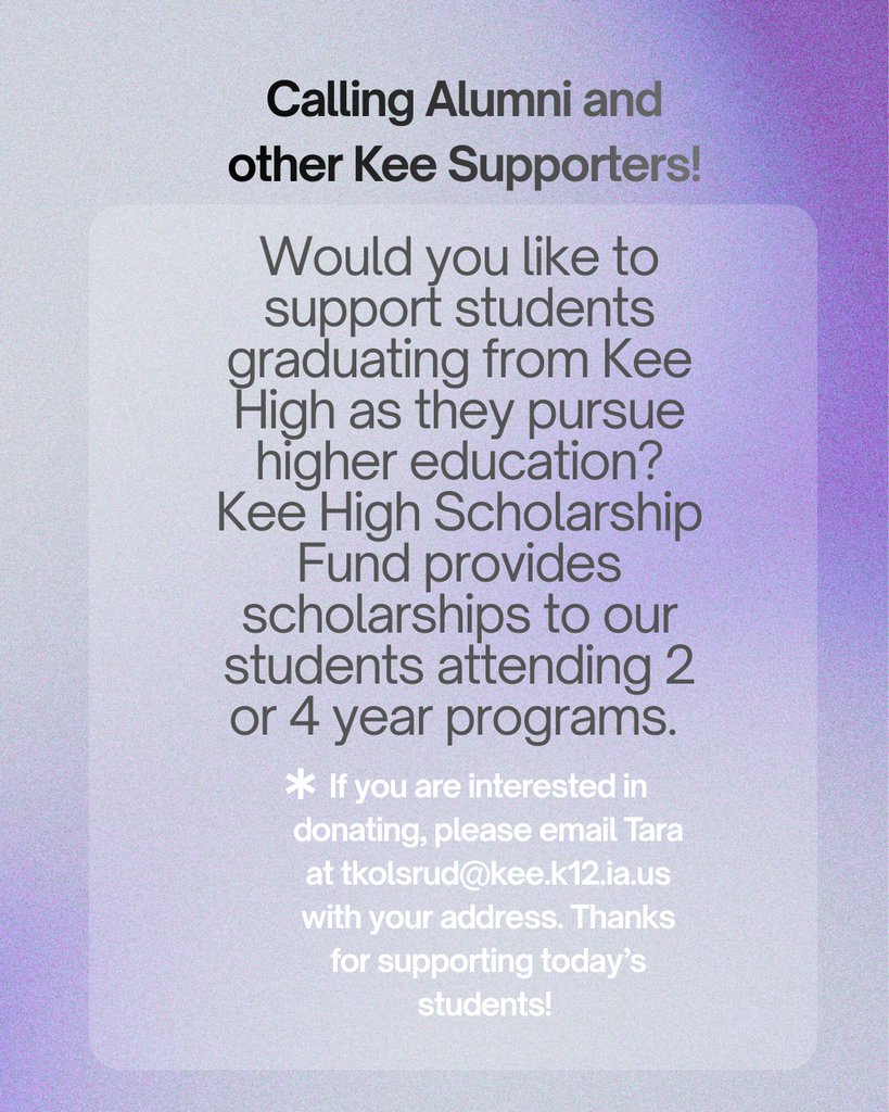 Would you like to support Kee High Students as they seek higher education? See below for details.