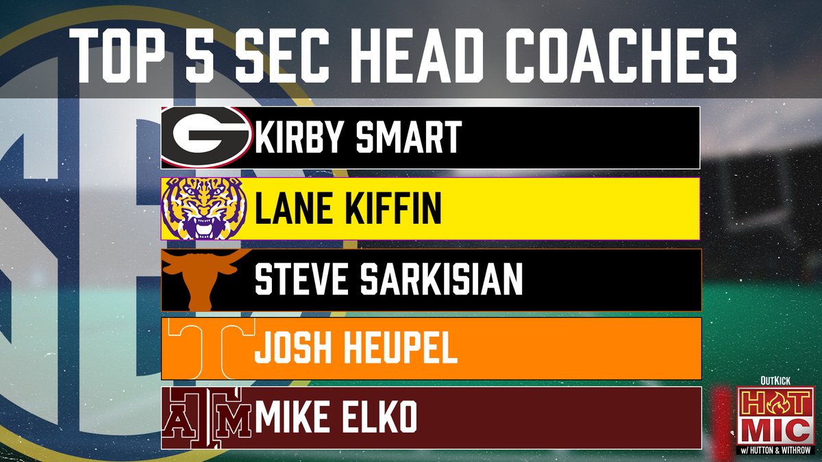 Hutton_Withrow's tweet photo. 🚨: @OutKickHotMic ranked the top 5 SEC coaches, who is at the top of your list?

@TheChadWithrow
@HuttonOutkick https://t.co/KCsdDQ0Bbl