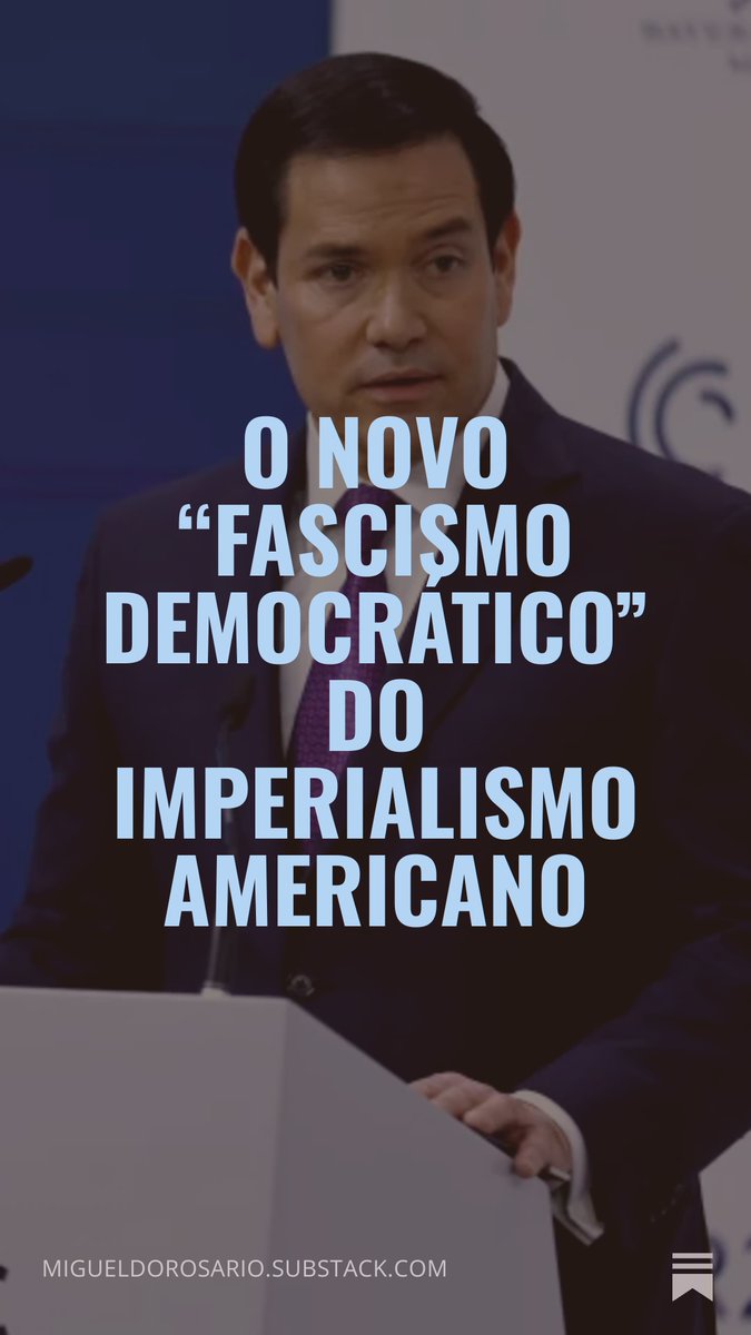 Nunca se falou tanto em democracia.

Em nome de grandes ideais democráticos, bombardeiam hospitais, matam jornalistas, mutilam crianças.

Em nome da democracia, sequestram presidentes de nações soberanas.

Meu primeiro substack!

migueldorosario.substack.com/p/o-novo-fasci…