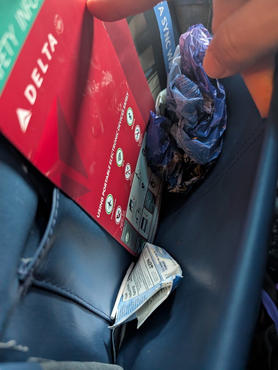 There's a zero percent chance this plane was cleaned <a href="/Delta/">Delta</a>. My kid just grabbed a gross, eaten lollipop. #eww