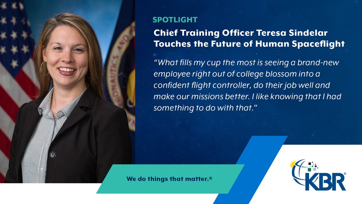 KBRincorporated's tweet photo. Meet #KBR’s Teresa Sindelar, chief training officer at NASA’s Johnson Space Center. Teresa plays a crucial role in the Flight Operations Directorate, preparing astronauts and flight controllers for the challenges of space exploration. Her leadership and commitment to excellence inspire teams reaching for the stars.

Read more about Teresa’s journey, her impact on NASA’s missions and advice for future leaders » https://t.co/fSUwdTrgyA
#NASA #KBRCareers
