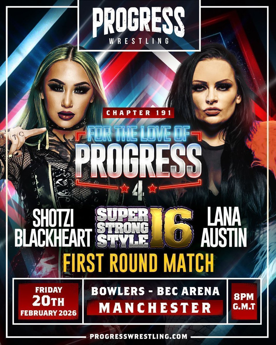 PWI Pro Wrestling Illustrated 2025 Indie Wrestler Of The Year - WILL BE COMPETING!!

FOR THE LOVE OF PROGRESS 4️⃣
📆 20 FEB 2026 | 📍 MANCHESTER
🏟️ B.E.C. ARENA | 🔔 8PM 🇬🇧

🔥 SSS16 WOMEN’S TOURNAMENT 🔥 

⭐ FIRST ROUND MATCH ⭐ 

The Ballsy Badass vs The Queen of Mean

SHOTZI