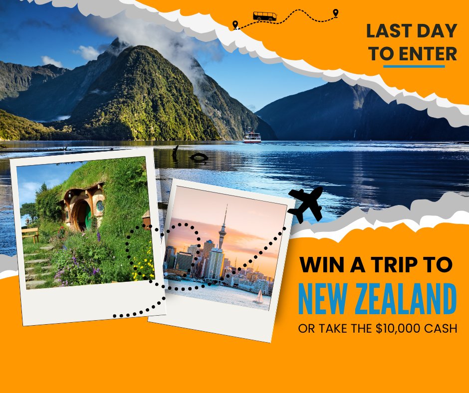 pchdotcom's tweet photo. ⏰ There are now only hours left to get in to win one of our most beautiful giveaways yet - a Trip To New Zealand (or the $10,000 Cash!). 😍 Come get your entries in now: https://t.co/Kb6HXHxFg7 https://t.co/3IueFW36D1