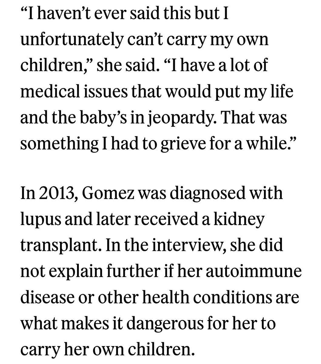 Only Selena Gomez could say she can't carry her own children due to health issues and people on the internet will try to convince themselves otherwise... just evil and disgusting