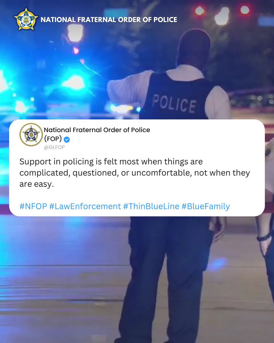 GLFOP's tweet photo. Leadership matters most under pressure. Officers remember who stands firm in difficult moments.

#LeadershipMatters #LawEnforcement #FOP #OfficerSupport #PublicSafety https://t.co/Po95QlB9x7