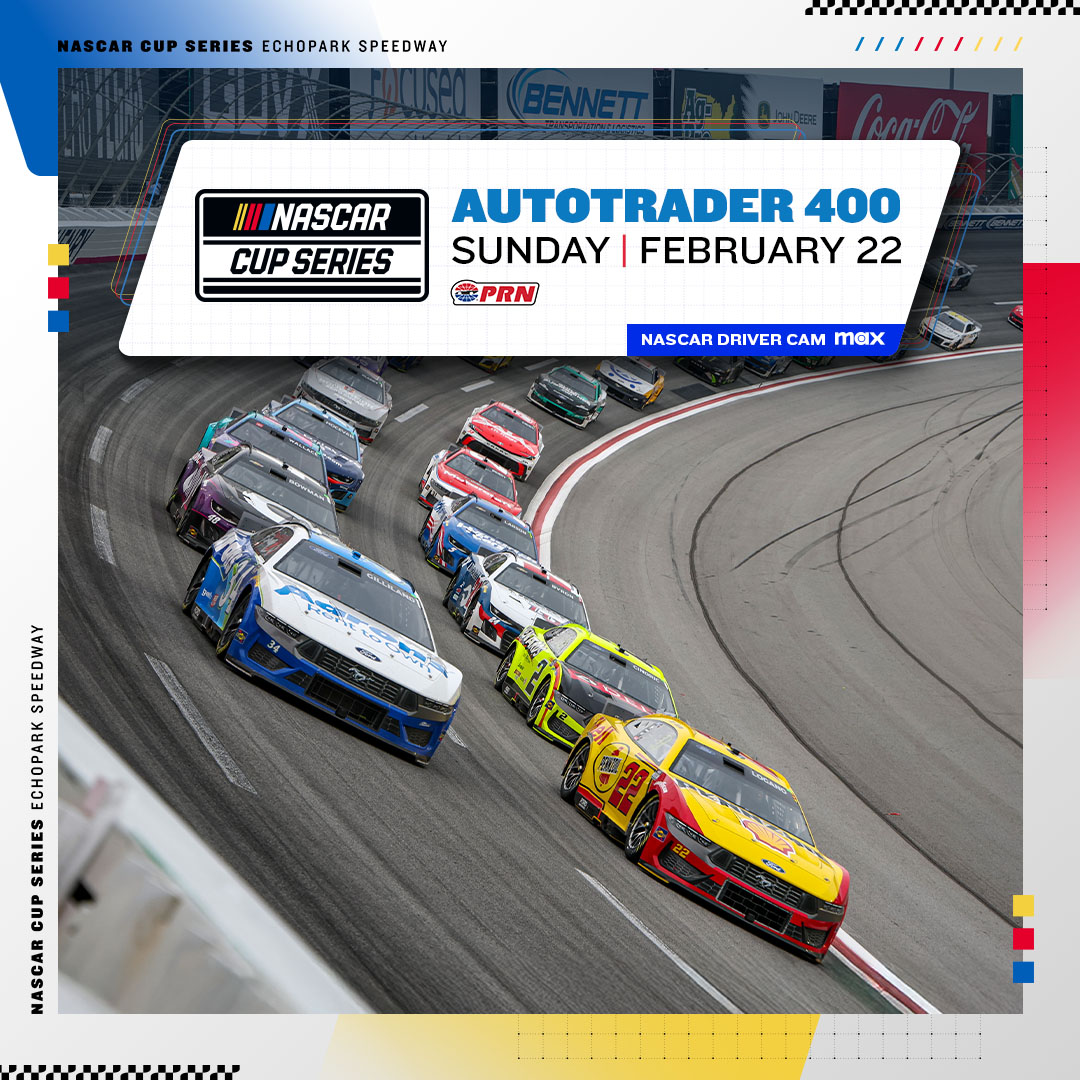 KCPSRADIO's tweet photo. The #NASCAR Cup Series heads to the ATL for the #Autotrader400 @EchoParkSpdwy! Catch the action LIVE TODAY at 1:00PM ET! https://t.co/pT9oN6CqhU