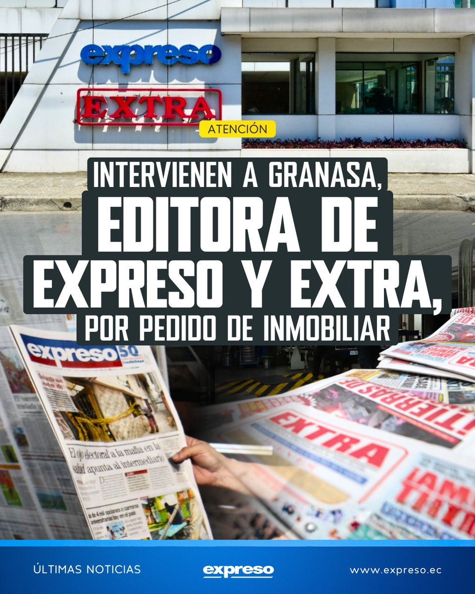 La Presidencia de la República, a través de Inmobiliar, propicia la intervención de GRANASA, editora de los diarios Expreso y Extra. 

Entérate todos los detalles 👉 bit.ly/4qO4Rnr