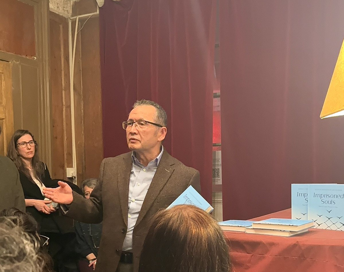 AzizIsaElkun's tweet photo. A moving night at Exiled Lit Cafe for the launch of "Imprisoned Souls," edited by AzizI sa Elkun. We read to honor the voices of imprisoned #Uyghur poets, keeping their spirits alive through their words. Thank you Exiled Writers Ink for hosting.
https://t.co/5B1E6TVbqS

#China https://t.co/1xFtDeJjz0