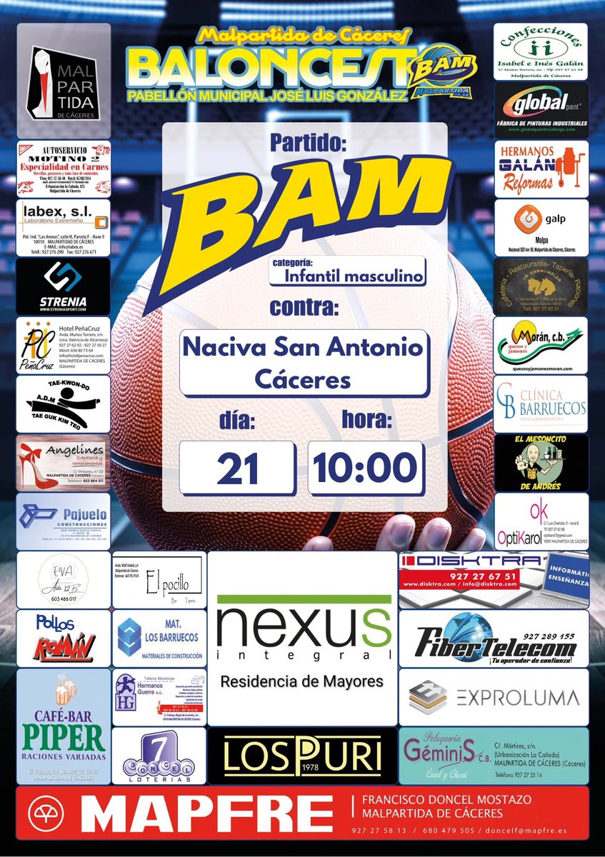 BAMALPARTIDA's tweet photo. Jornada 20/21/22 de febrero ⛹️‍♀️⛹️‍♂️
📆Aquí os dejamos los horarios de nuestros equipos durante este fin de semana 💪🏼💪🏼
El sábado tenemos nuestro pabellón repleto de partidos de nuestros equipos 💛💙
Pero arrancamos mañana 🏀🏀
¡Os esperamos! 🤩 https://t.co/k2r7xHe9PN