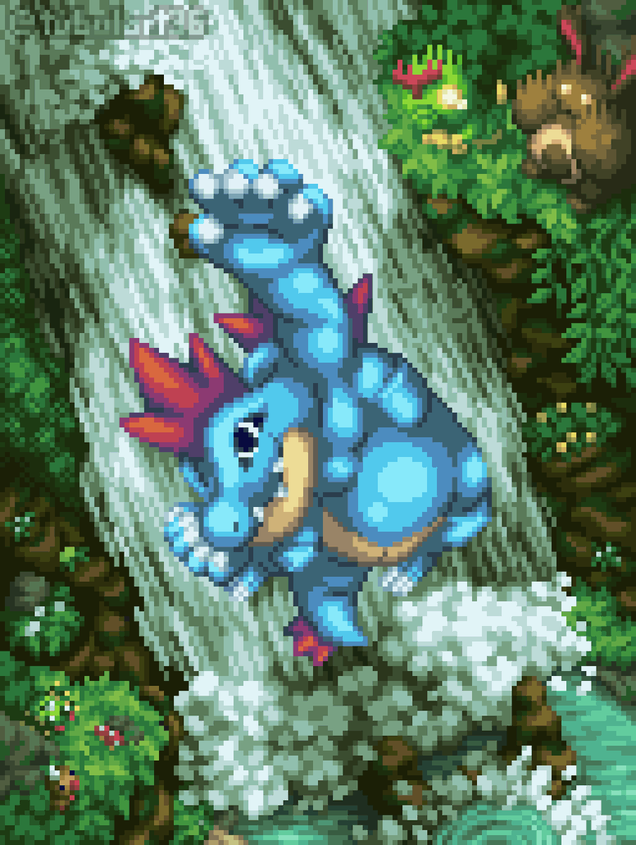 tubulart36's tweet photo. Why is Feraligatr so cool? #pokemon #pokemonfanart #pixelart https://t.co/017fvUuRa7