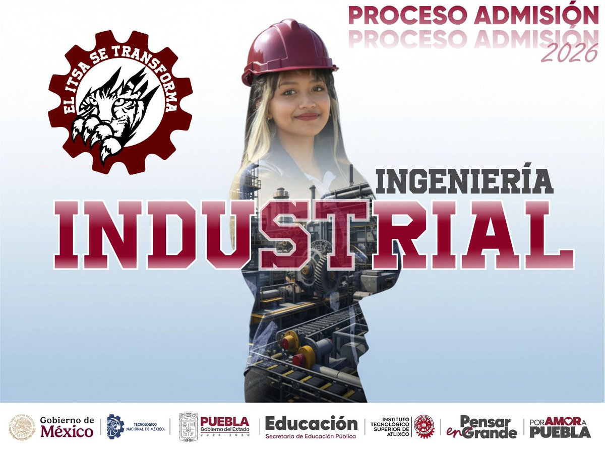#Admsion2026 || Optimiza procesos, lidera proyectos y transforma la industria.

Proceso de admisión 2026
atlixco.tecnm.mx/.../baner/CONV…
El #ITSAseTRANSFORMA – ¡Haz que tu talento impulse el cambio!