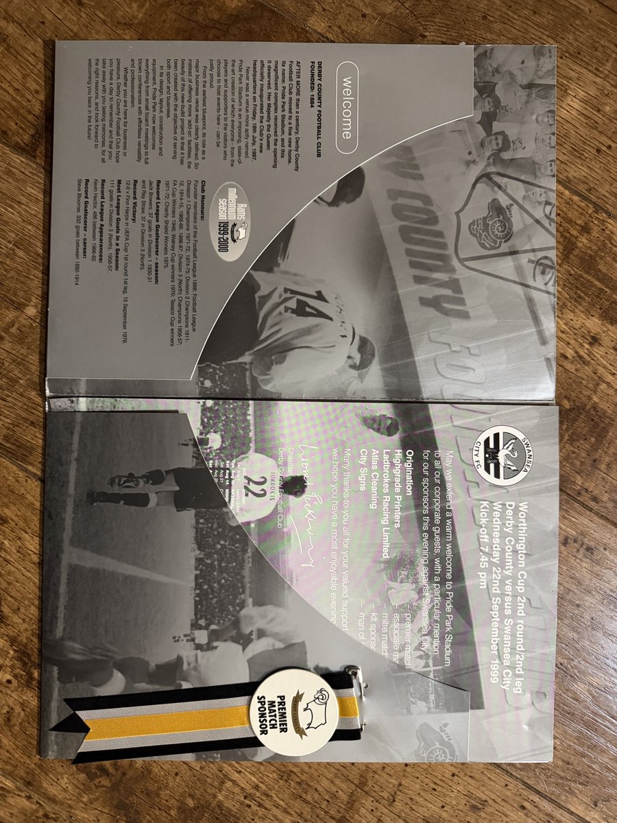 Tonight’s DCFC design archive. Matchday Welcome Folder. Millennium year. 
#dcfcfans