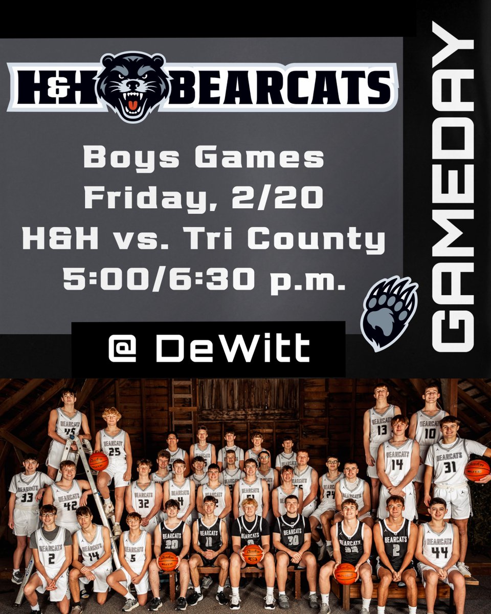 It's the final regular season games for boys basketball tomorrow. They face Tri County on the road. 🏀 #GoBearcats

5:00 p.m. - JV
6:30 p.m. - Varsity

Livestream: tinyurl.com/36wk2twv