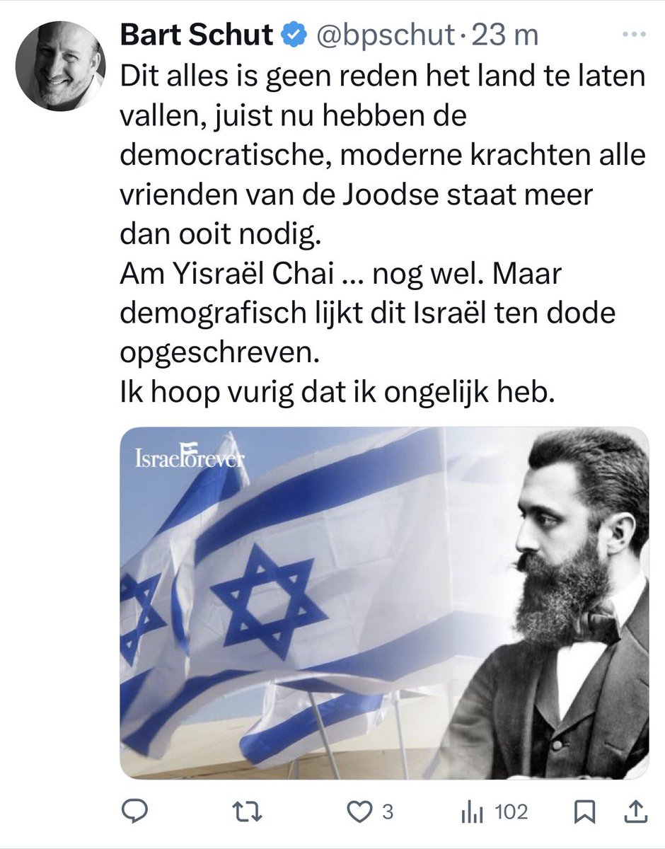 🧵De persoonlijke lasterhond van de zichzelf Joods fantaserende Israël-lobby Jomanda Esther Voet,
<a href="/bpschut/">Bart Schut</a>, maakt zich n.a.v een bericht over de versnelde Israëlische landdiefstal op de Westoever ‘grote zorgen’ over zijn heilstaat #ApartheidIsrael. Dat is bijzonder omdat Schut >