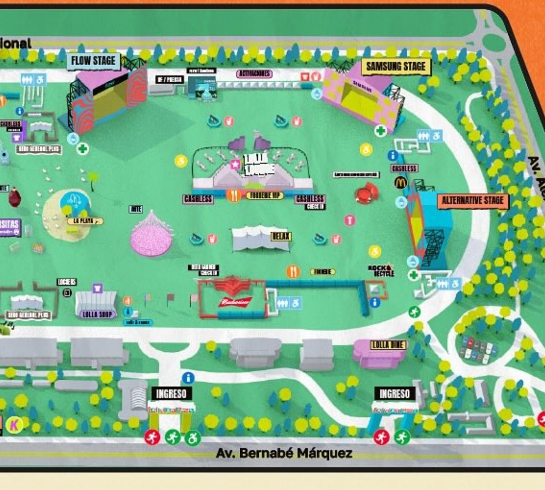 Si nunca fueron al Lolla no tienen ni siquiera dimensión de lo lejos que está el escenario Flow (chappel) y el Alternative (Riize). Es literalmente imposible ver a ambos aunque decidas ver 30 min a uno y 30 min a otro