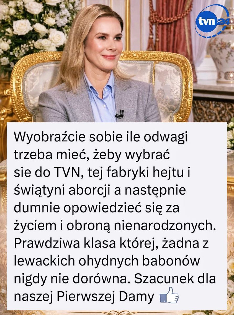 Odważna, oczywiście, że tak. Pani Marto, jestem z Panią. 🌹
 ♥️ 🇵🇱
#MuremZaMartąNawrocką
#NaszaPierwszaDama