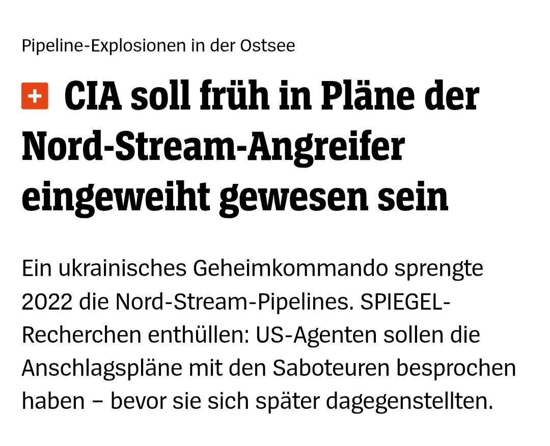 1) It was the Russians

2) It was Ukrainian volunteers

3) It was the Ukrainian state

4) It was the Ukrainian state, but the US was informed

5) It was the US

We are currently somewhere between 4 and 5