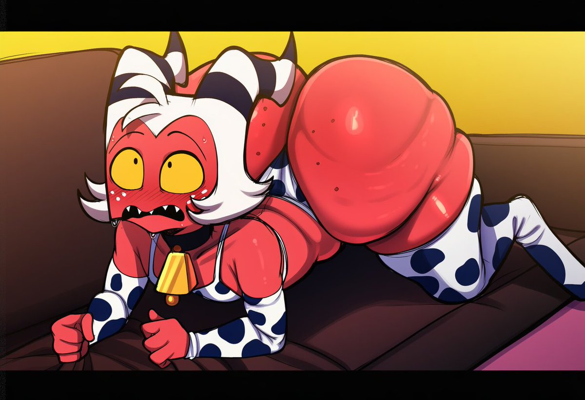 xxieshenda's tweet photo. Mox rockin the cowprint again~ #helluvaboss #moxxie #femboy #bigass #fatass #thicc https://t.co/q0x5sq8dgZ