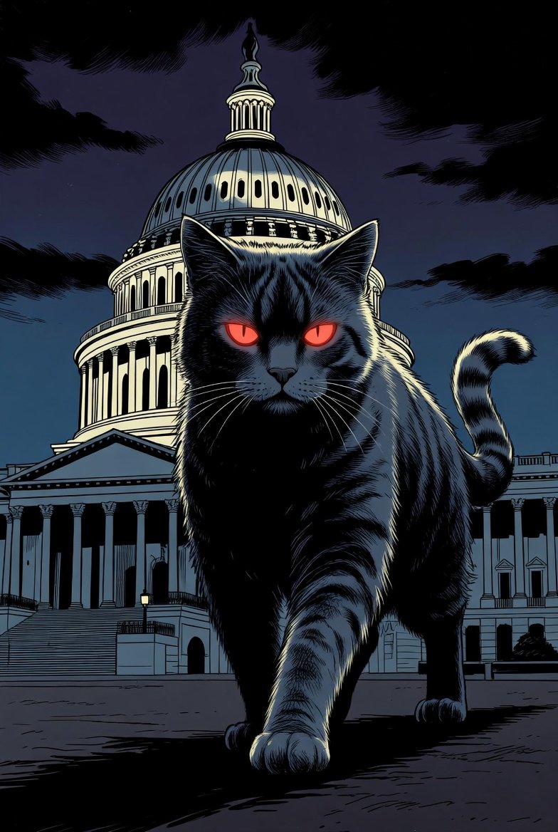 Indomitable Spirits of All Kinds? How about The Demon Cat of Washington, D.C.? It prophesies significant tragedies or political events. It haunts the U.S. Capitol building. This phantom feline appears as an ordinary tabby or black cat, but grows elephant-sized. #bookologythursday