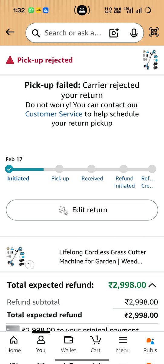 pratik11987's tweet image. 🚨 Beware of @amazonIN return service! 🚨
I initiated a return on the 13th, and despite daily calls from support, NO ONE has come for the pickup. They just keep extending the date and wasting my time. Terrible experience. 😡
@AmazonHelp @amazon #AmazonIndia #CustomerService