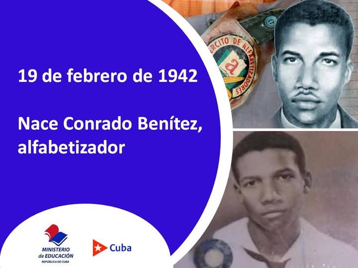 Conrado Benítez nació el 19 de febrero de 1942. Maestro asesinado a inicios de la Campaña Nacional de Alfabetización. Con 18 años se convirtió en la primera víctima del terrorismo contra el magisterio. #CubaEstaFirme 
#TenemosMemoria #SomosCuba