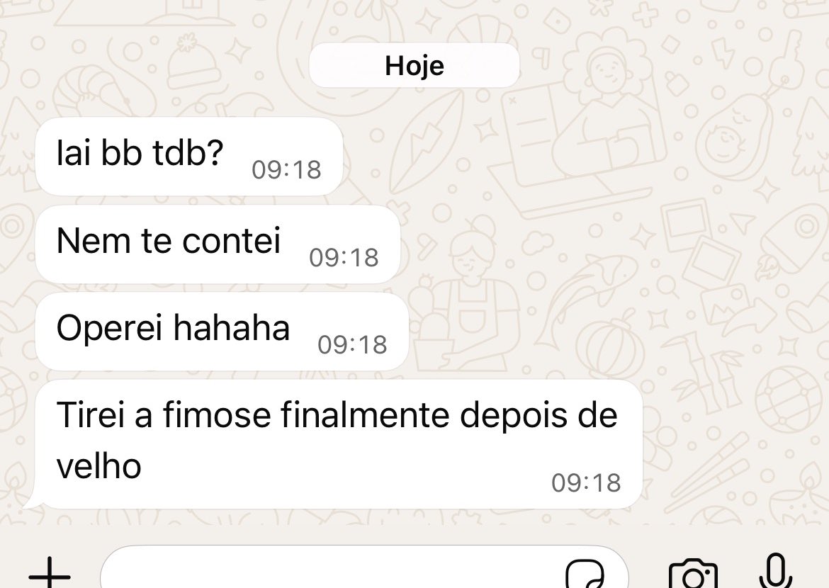 Hoje literalmente puxaram assunto comigo assim 😬 sou contra expor print mas se eu contasse ngm acreditaria