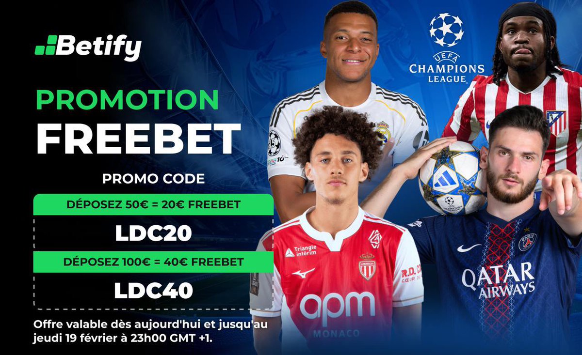 SilvioPronos's tweet photo. TU VEUX 60€ GRATUITEMENT (en 5 minute) #Teamparieurs 

1:➡️Inscris toi avec ce lien: https://t.co/7herKulrOg

2:➡️Dépose 50€ avec le LDC20 tu as 20€ Directement!

3:➡️Dépose 100€ avec le code LDC40 tu as 40€ offert directement !

Offre valide jusqu’à 23h00 ce soir ! 🙌 https://t.co/E4qeLgAaP7