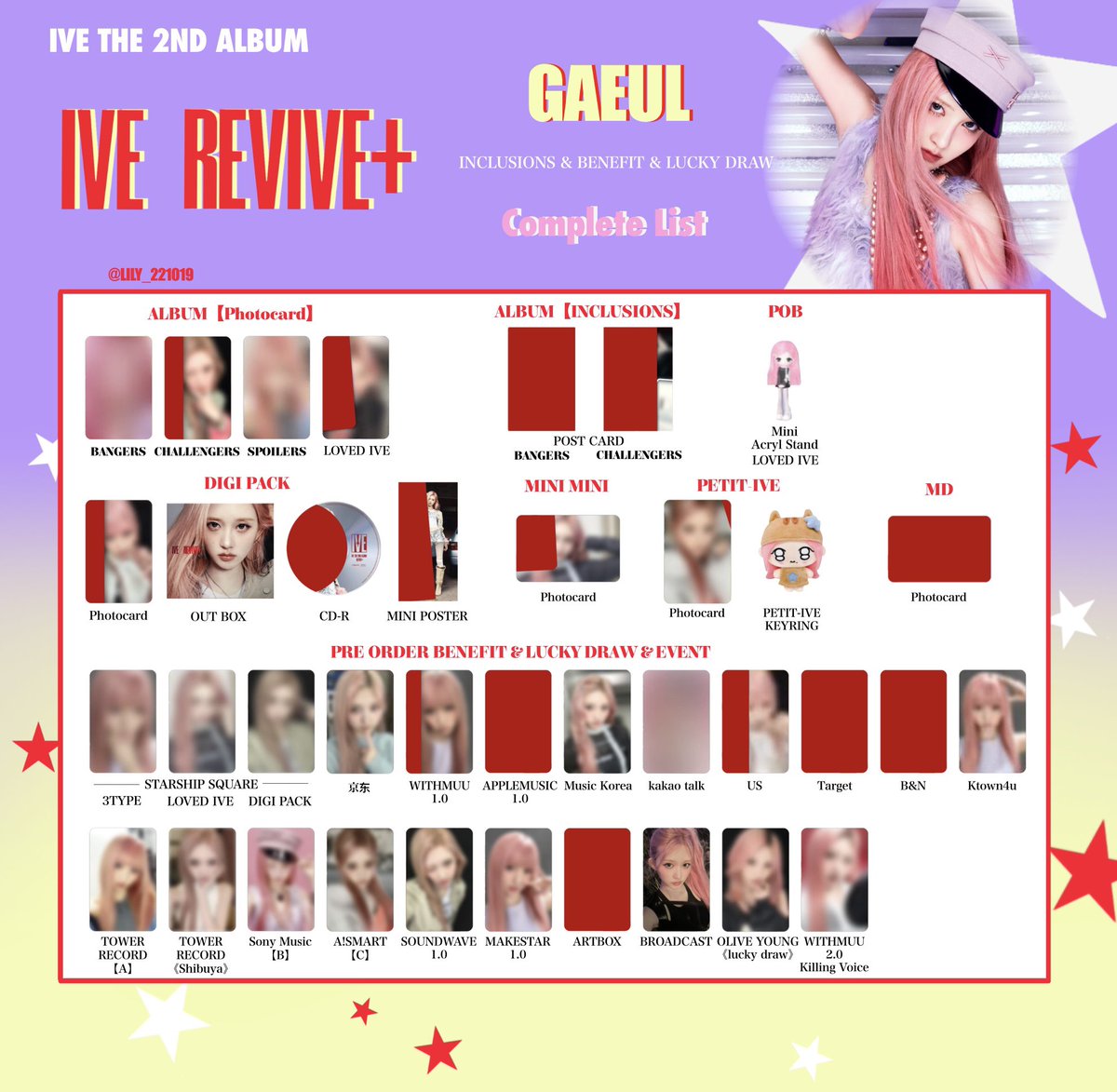 IVE【 REVIVE+ 】 封入&特典 トレカ 一覧 💜💫 Photocard List ver.2